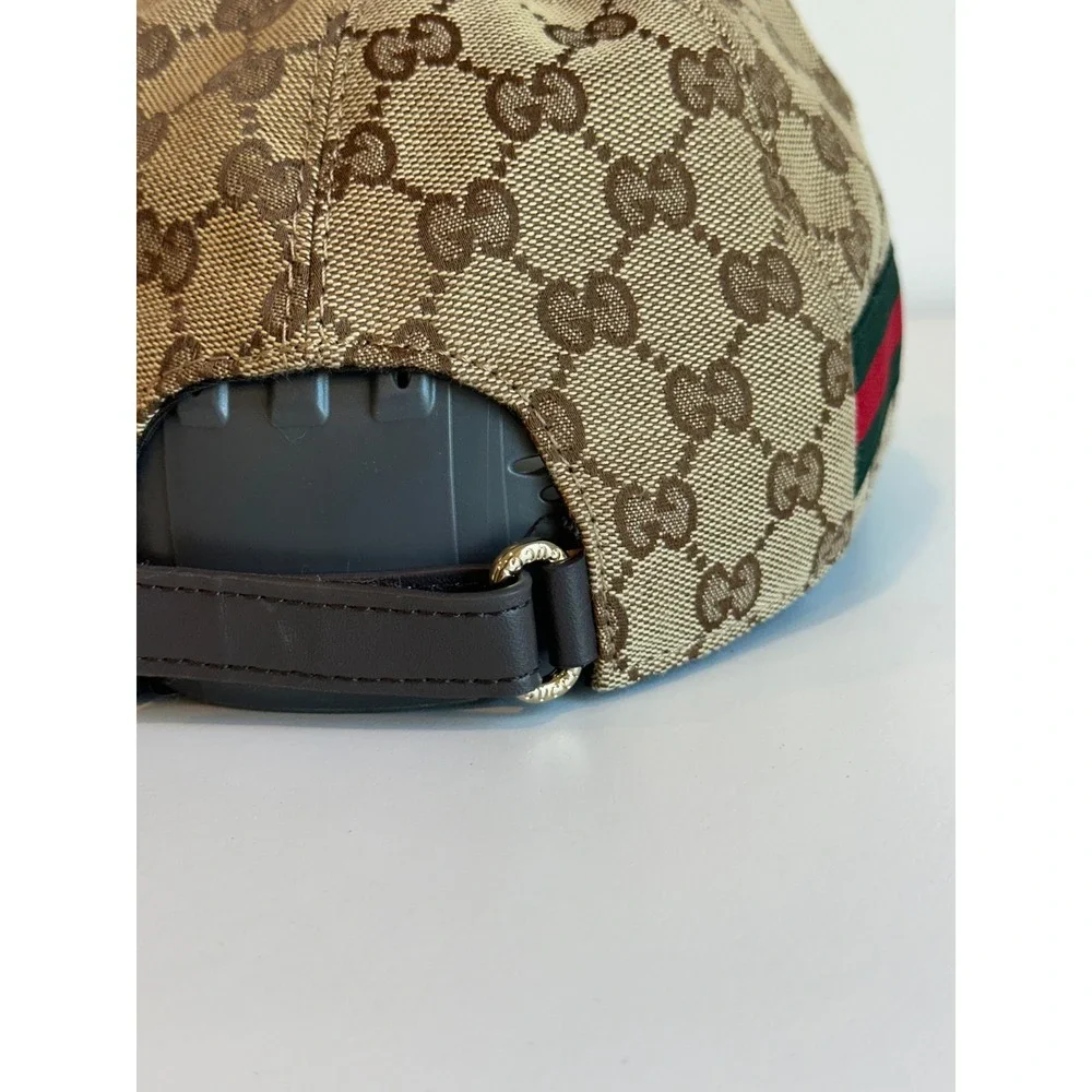 Gucci GG Monogram Canvas Baseball Hat Beige Ebony Green Red Web Stripe Cap - Picture 4 of 15